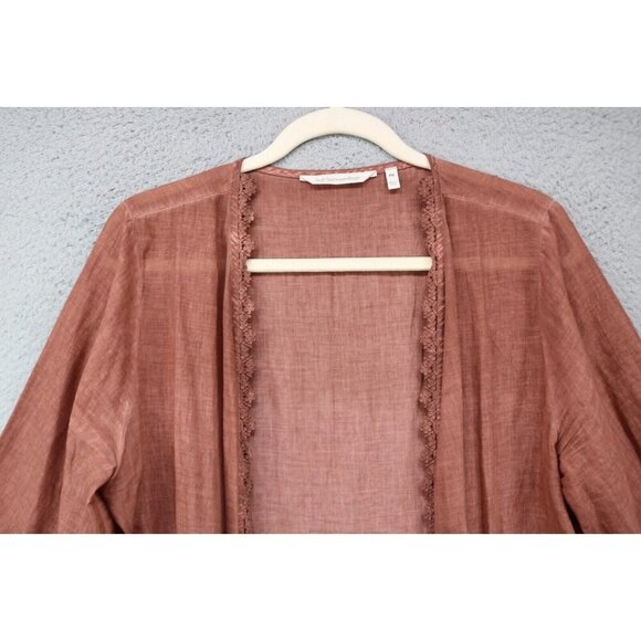 Soft Surroundings Caribe Brown Open Front Overlay-Medium/Petite-Embroidered-Boho - Picture 5 of 11